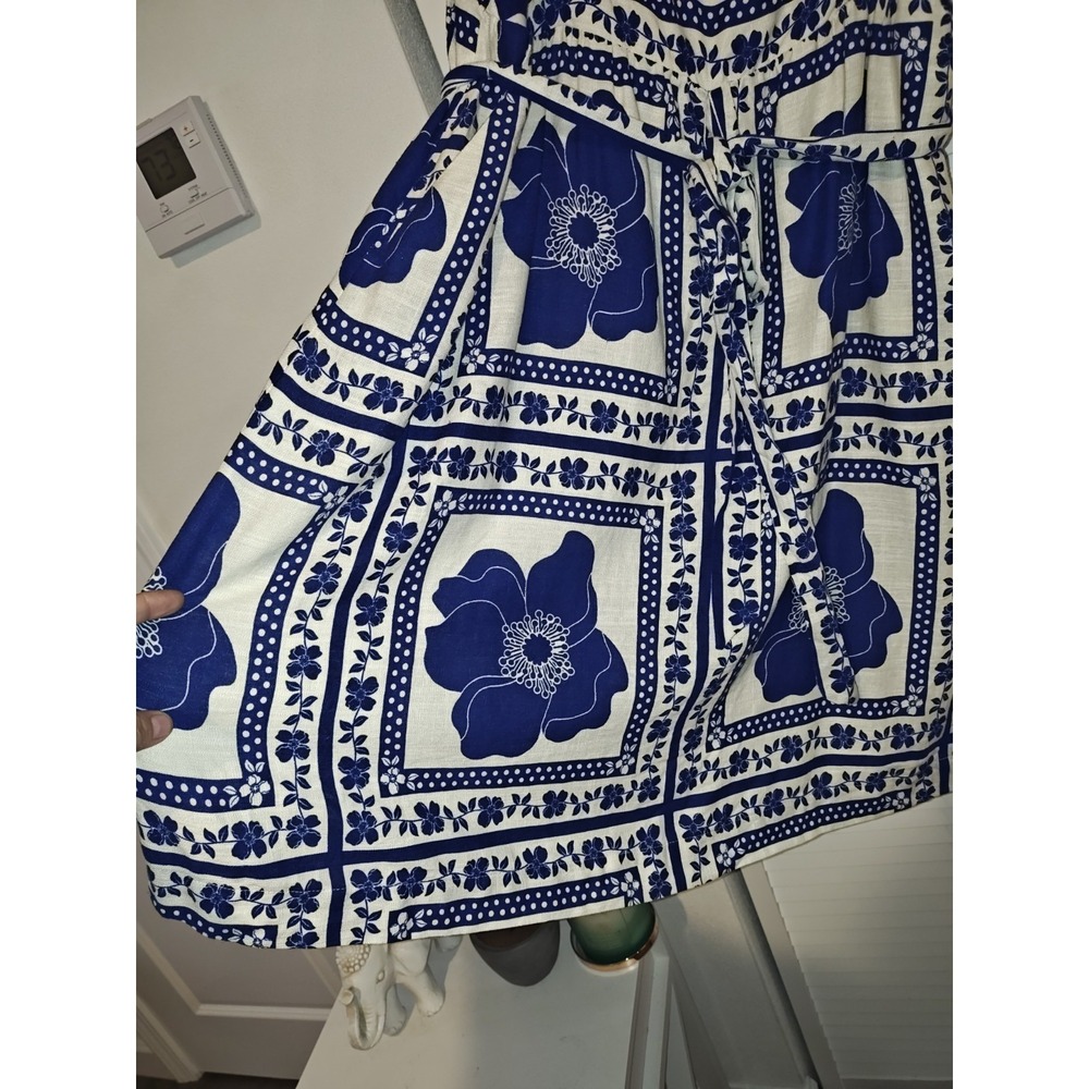 Draper James RSVP Womens XXL Blue White Floral Tie Waist Fit Flare Sundress - Picture 3 of 16